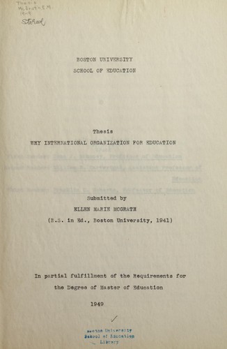 Why international organization for education?