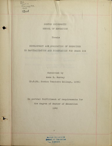 Development and evaluation of exercises in capitalization and punctuation for grade six