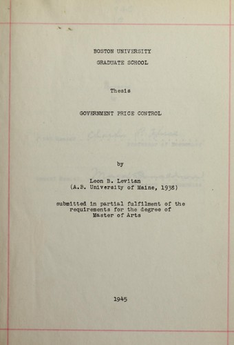Government Price Control