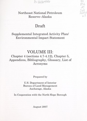Northeast National Petroleum Reserve-Alaska draft supplemental integrated activity plan environmental impact statement