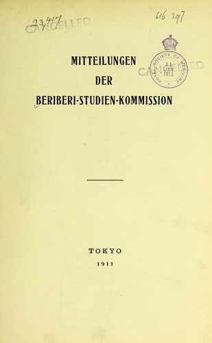 Mitteilungen der Beriberi-Studien-Kommission