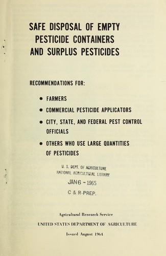 Safe disposal of empty pesticide containers and surplus pesticides
