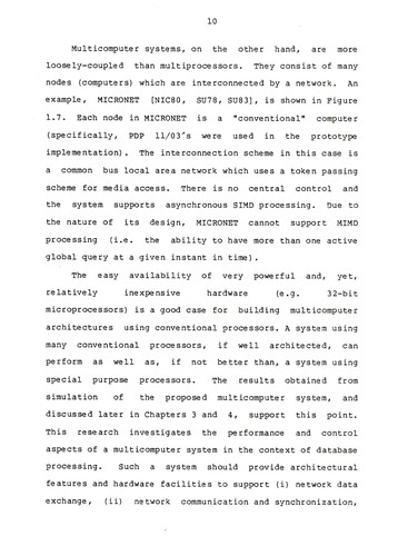 A multicomputer approach to non-numeric computation