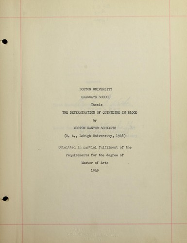 The determination of quinidine in blood