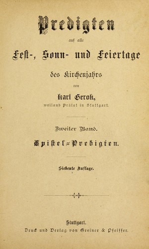 Predigten auf alle fest-, sonn- und feiertage des kirchenjahrs ...