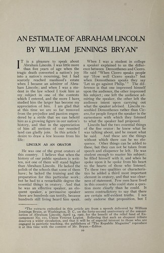 An estimate of Abraham Lincoln