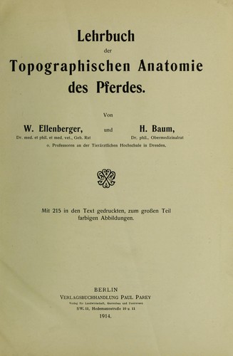 Lehrbuch der topographischen Anatomie des Pferdes