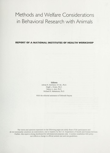 Methods and welfare considerations in behavioral research with animals