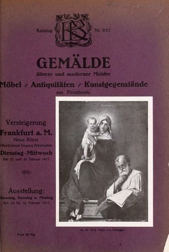 Verzeichnis ©ơber gem©Þlde moderner und ©Þlterer meister... m©œbel, antiquit©Þten... aus.. privatbesitz