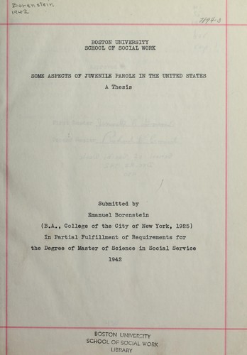 Some aspects of juvenile parole in the United States