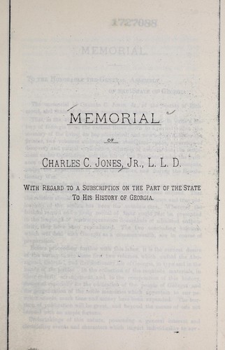 Memorial of Charles C. Jones, jr., L. L. D.