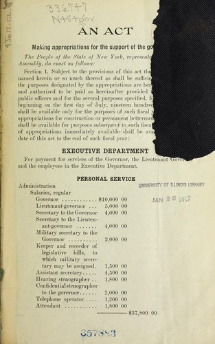 The Governor's tentative appropriation act for 1917-18