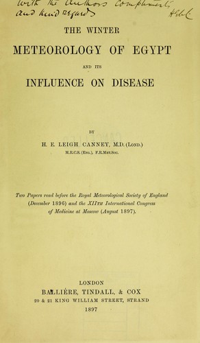 The winter meteorology of Egypt and its influence on disease
