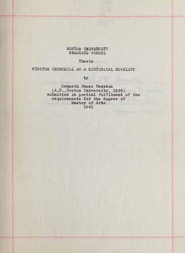 Winston Churchill as a historical novelist