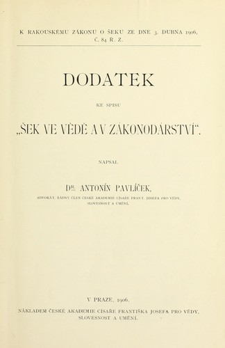 Dodatek ke spisu 'S ek ve ve de  a v za konoda rstvi '