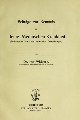 Beitr©Þge zur Kenntnis der Heine-Medinschen Krankheit