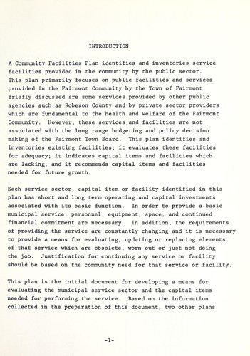 Community facilities plan, 1977