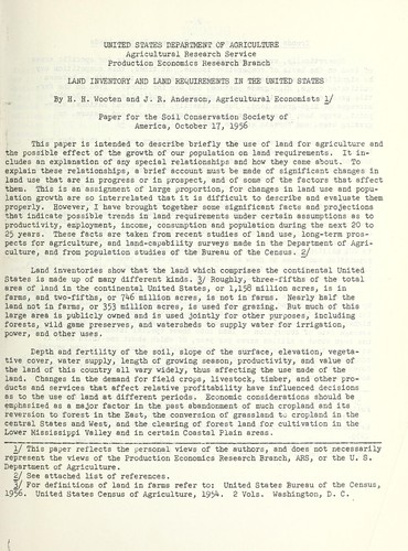 Land inventory and land requirements in the United States