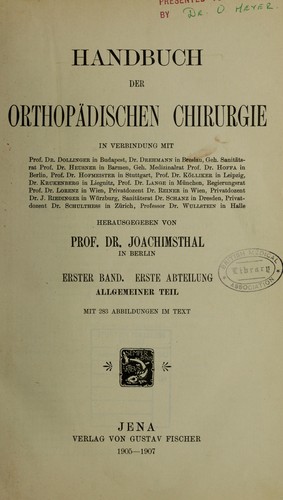 Handbuch der orthop©Þdischen Chirurgie
