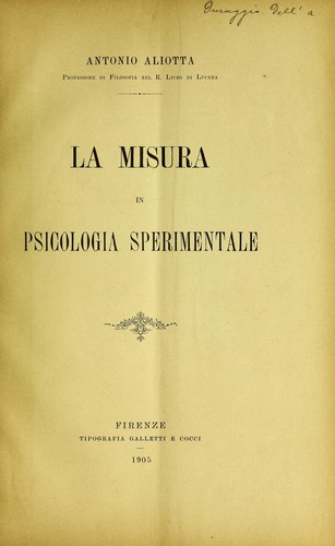 La misura in psicologia sperimentale