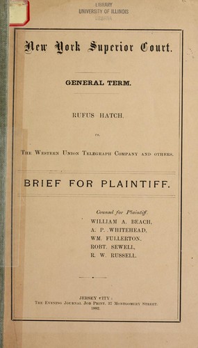 Rufus Hatch vs. the Western Union Telegraph Company and others