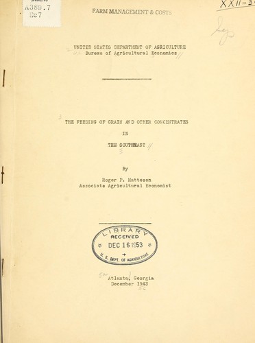 The feeding of grain and other concentrates in the Southeast