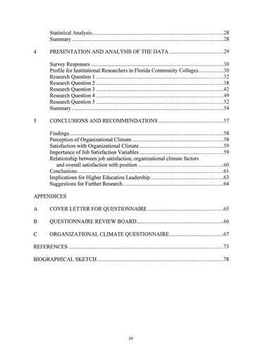The relationship between organizational climate and job satisfaction as reported by institutional research staff at Florida community colleges