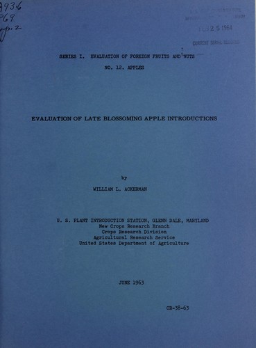 Evaluation of late blossoming apple introductions