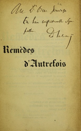 Rem©·des d'autrefois