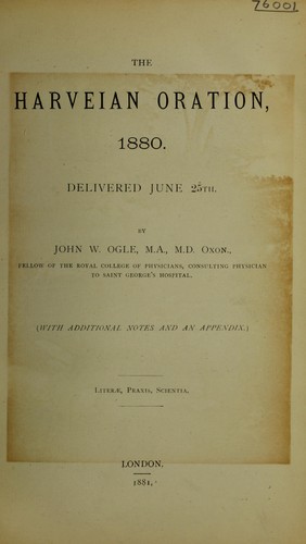 The Harveian oration, 1880