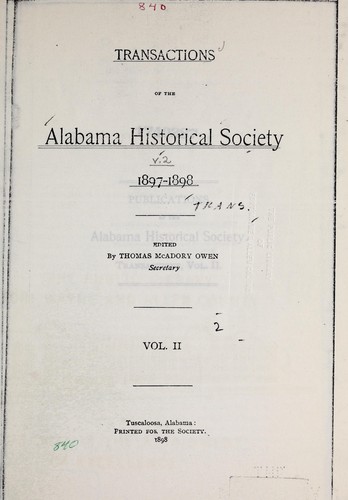 Transactions of the Alabama Historical Society, v.2, 1897-1898