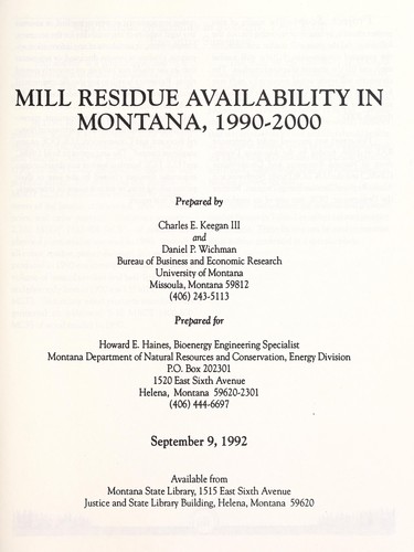 Mill residue availability in Montana, 1990-2000