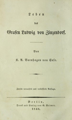 Leben des Grafen Ludwig von Zinzendorf