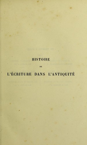 Histoire de l'©♭criture dans l'antiquit©♭