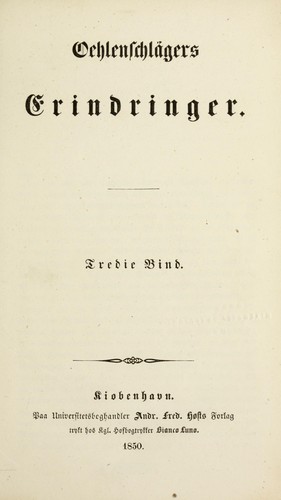 Oehlenschla gers Erindringer