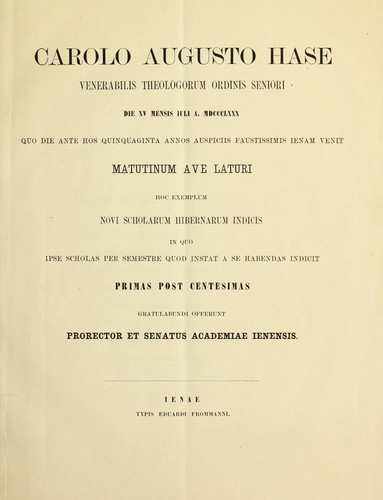 Index scholarum hibernarum publice et privatim in Universitate Litterarum Ienensi inde a die XVIII m. Octobris a. MDCCCLXXX usque ad diem XVIII m. Martii a. MDCCCLXXXI habendarum