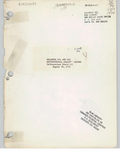 Oklahoma oil and gas environmental analysis record