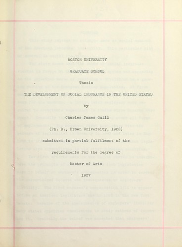 (The) development of social insurance in the United States