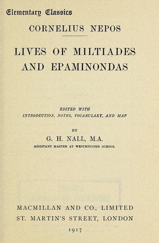 Lives of Miltiades and Epaminondas