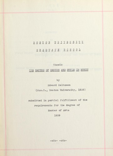 The nature of design and style in music