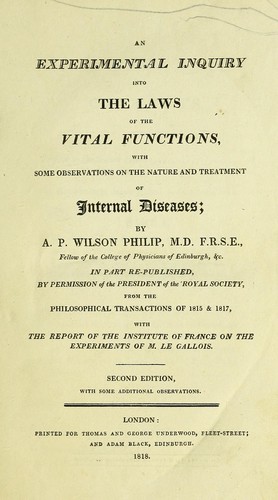 An experimental inquiry into the laws of the vital functions