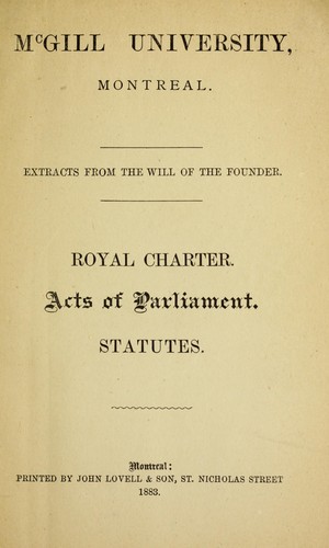 Royal charter, acts of parliament, statutes