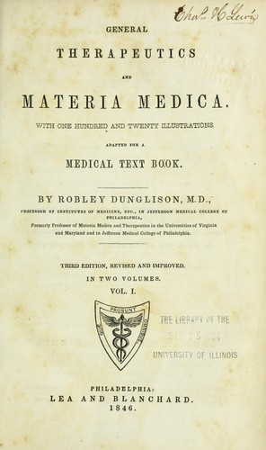 General therapeutics and materia medica