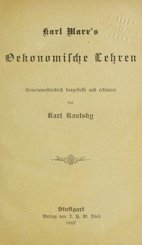 KARL MARX' OEKONOMISCHE LEHREN