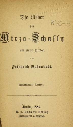 Die lieder des Mirza-Schaffy [pseud.]