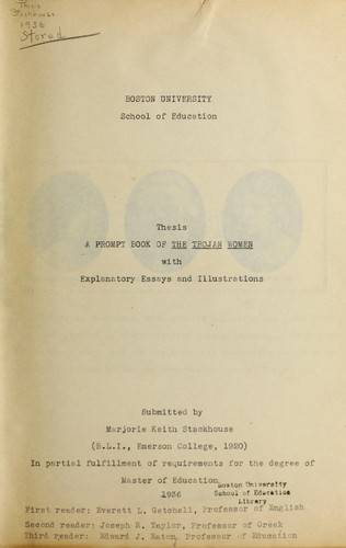 Prompt book of the Trojan women