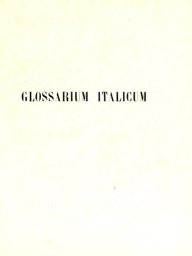 Corpus inscriptionum italicarum antiquioris aevi ordine geographico digestum et Glossarium italicum in quo omnia vocabula continentur ex umbricis, sabinis, oscis, volscis, etruscis aliisque monumentis quae supersunt