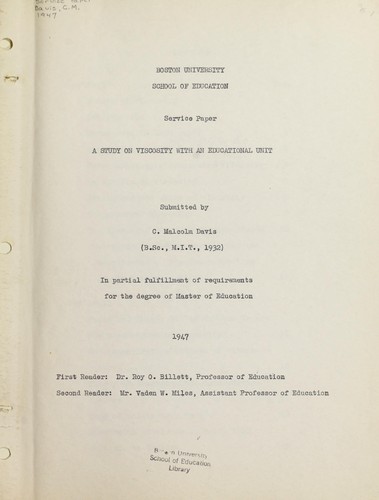 A study on viscosity with an educational unit