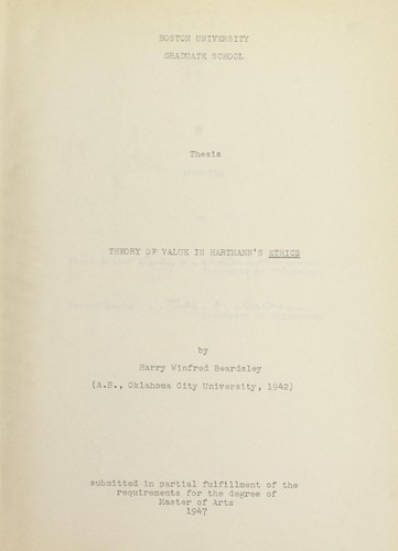Theory of value in Hartmann's ethics