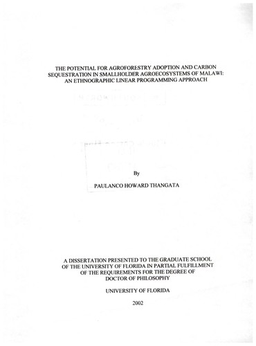The potential for agroforestry adoption and carbon sequestration in smallholder agroecosystems of Malawi